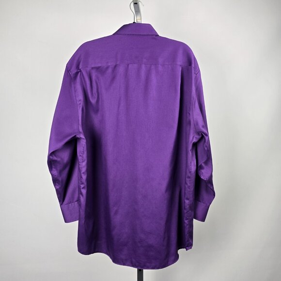 Bellissimo Purple Wrinkle Free Button Up Dress Shirt 18R 32/33 - Picture 6 of 7